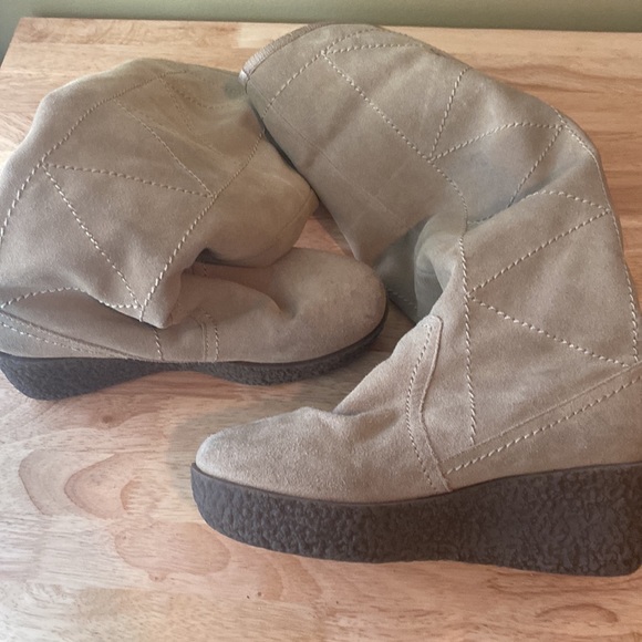 Steve Madden Suede Platform MICKI Tall Boots Knee high Geometric Stitch Detail - Picture 15 of 15